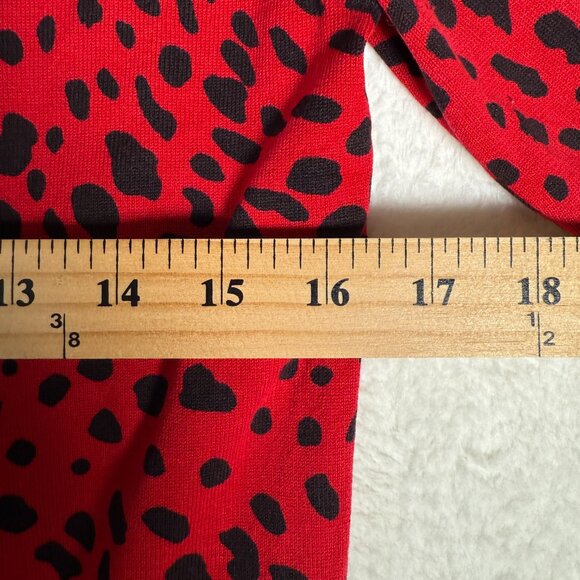 Josephine Studio Red Black Animal Print Button Ruffle 3/4 Sleeve Cardigan Small - Picture 7 of 7